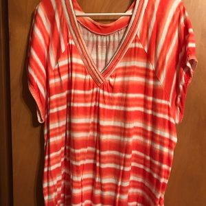 Lane Bryant orange and white stripe blouse!